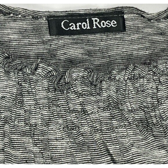 Carol Rose Top Short Sleeve Ruffle Smocked Blouse Gray Large Peasant Boho Summer - Picture 5 of 5